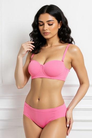 Buy Zivame Beautiful Basics Padded Wired 3/4th Coverage Strapless Bra - Pink Lemonade